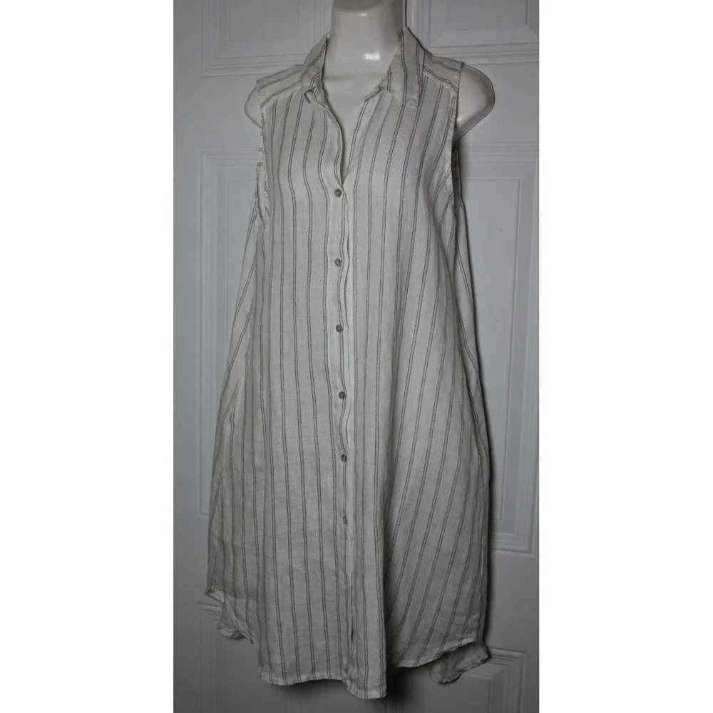 Rosemarie Italy Linen Shirt Dress Relaxed Striped Sardinia Effortless Size Small - Picture 3 of 13